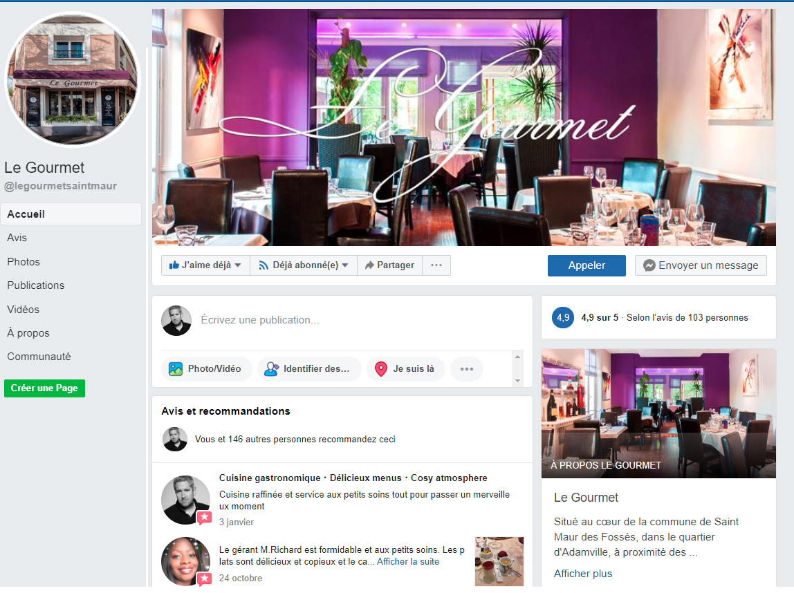 gestion page facebook restaurant Normandie